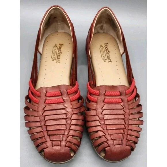 Footsmart Tejidas Women's Leather Sandals Brown Red 8M Closed Toe 90's Y2K - Picture 3 of 16